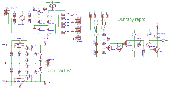Symetriský zdroj, zdroj +-15V, ochran repro zesilovac_lada2075_zdroj_sch_mini.png, 10kB